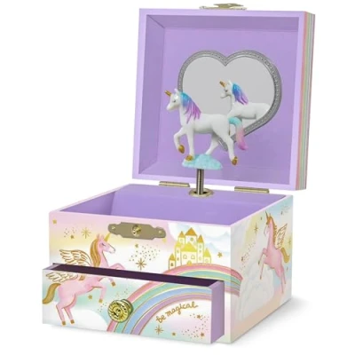 Imagen de Giggle &amp; Honey Joyero Musical de Unicornio para Niñas Bailarín con Espejo, Regalo Niñas, Cumpleaños Niños, Edades 3 10