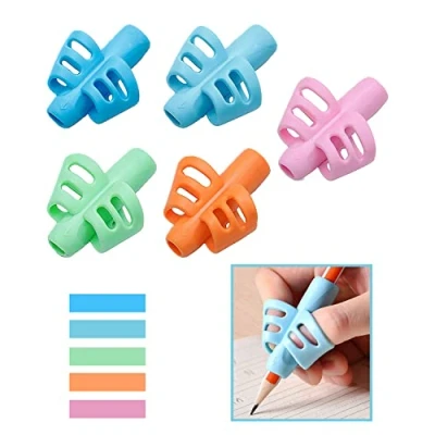 Imagen de adaptador lapiz Para NiñOs De 5 Piezas, pencil grip LáPiz Silicona Colores, Herramientas CorreccióN Postura Que Los Estudiantes Escriban Y Practiquen