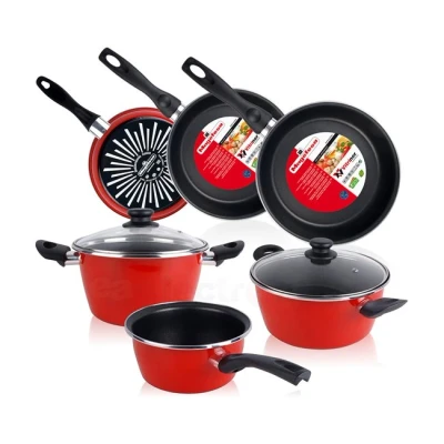 Imagen de Magefesa Bateria de cocina 5 piezas + Set Juego 3 Sartenes 18 20 24 cm, inducción, antiadherente libre PFOA, limpieza lavavajillas apta todas las cocinas