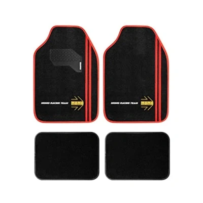 Imagen de Momo SPORT CM4A8BR Juego de alfombrillas suelo PVC negro/rojo Ajuste universal 65 x 43 cm (front), 29 40 (rear)