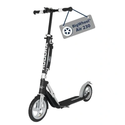 Imagen de HUDORA Scooter BigWheel Air 230 Patinetes con/sin freno de mano Patín aluminio estable con neumáticos aire Patinete urbano ajustable y plegable para hasta 120kg