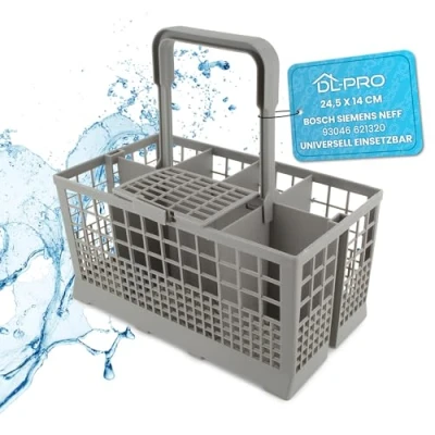 Imagen de DL pro Cesta universal para cubiertos lavavajillas, 24,5 x 14 cm, se adapta perfectamente a muchos lavavajillas Bosch Siemens Neff 93046 621320 AEG Gorenje Privileg y otras marcas