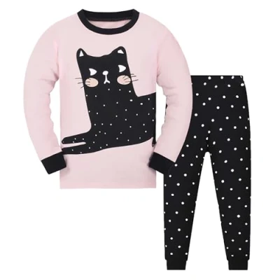 Imagen de Qzrnly Niña Pijamas Manga Larga De 2 Piezas para Ninas 100% Algodon
