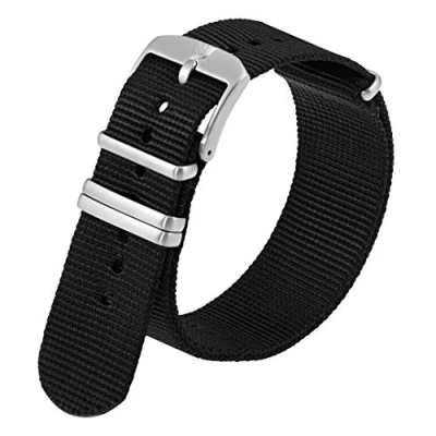 Imagen de Luminox Correas de reloj originales FNX.2201.20Q.K correa repuesto 22 mm, 4 bucles, nailon negro con hebilla acero para relojes 0320 0330