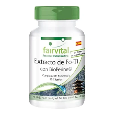 Imagen de Fairvital Extracto de Fo Ti con Pimienta negra He Shou Wu VEGANO Dosis elevada 90 Cápsulas Calidad Alemana