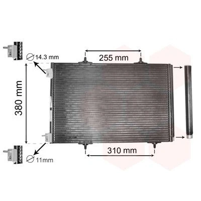 Imagen de VAN WEZEL *** IR PLUS 40005291 Condensador con accesorios secador 14,3 11 Aluminio 524 PEUGEOT: 207 Hatchback, 308 I SW