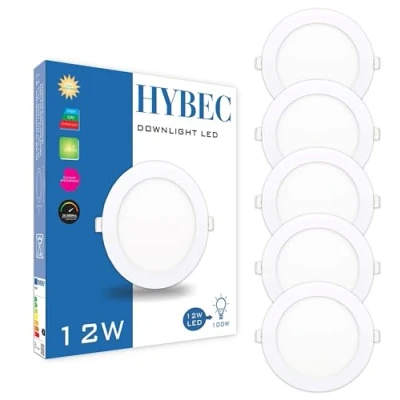 Imagen de CLAR Hybec Downlight LED techo empotrable, Foco Interior techo, Driver incluido, Luz Fría 6000ºK 12W (Pack 5)