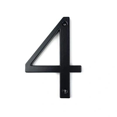 Imagen de HASWARE Letrero con número de casa, 4 Pulgadas (10 cm), números Puerta Modernos, Placa señalización, dirección aleación Zinc(4, Negro)