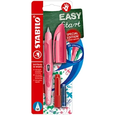 Imagen de STABILO EASYbirdy Pluma estilográfica escolar ergonómica para diestros con plumín estándar M, color rosa