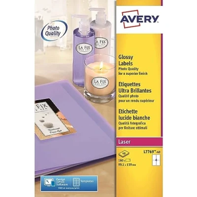 Imagen de Avery Zweckform L7769 40 Folio con etiquetas de papel fotográfico (9 x 13,99 139 mm, unidades, brillo)