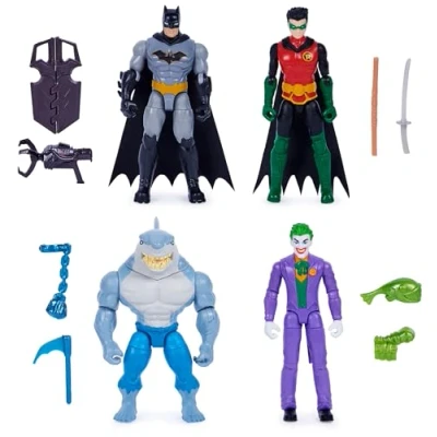 Imagen de DC Comics, Batman y Robin contra The Joker King Shark, Figuras de acción 10 cm, Juguetes para niños niñas a Partir 3 años