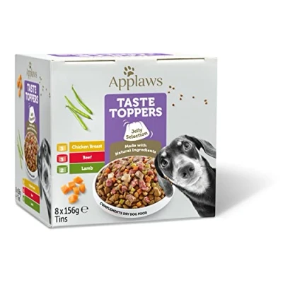 Imagen de Applaws Complemento de Comida Húmeda para Perros Natural, Surtido Carne sin Granos con Verduras en Gelatina, Paquete 8 Latas 156g