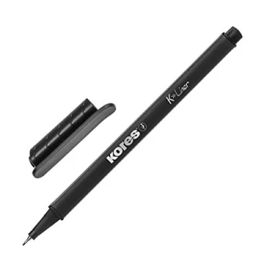 Imagen de Kores K Liner rotuladores negros de 0,4 mm bolígrafos para colorear, fineliner, arte, suministros diario, artículos esenciales universitarios, escolares