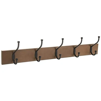 Imagen de Amazon Basics Rectángulo Perchero de Montaje en Pared, Marrón Barnwood