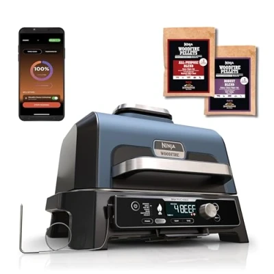 Imagen de Barbacoa Ninja Woodfire PRO Connect XL OG901EU, 1700 W, De 40C a 260C, WiFi, Bluetooth, Azul