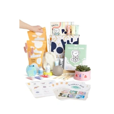 Imagen de Pott&#039;d™ Home kit arcilla de secado al aire para principiantes. manualidades adultos. El incluye: cerámica adultos, herramientas, pinturas, pinceles, guía práctica