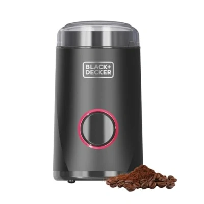 Imagen de Black+Decker Molino Eléctrico 150W Cuchillas de Acero Inoxidable Capacidad 50g Sistema Bloqueo Recogecables Pies Antideslizantes Compacto y Elegante Ideal para Café Especias