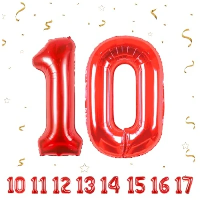 Imagen de Globos de Cumpleãnos Numeros 10 Rouge,101 CM Globo Gigantes Grandes Decoracion,Globo Numero Niño Niña Adultos decorazione,Vuelan con Helio