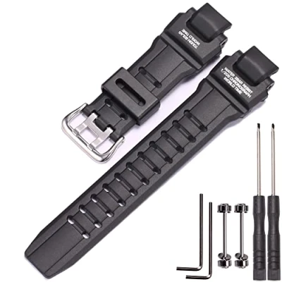 Imagen de MCXGL correa de goma compatible con reloj Casio GW 4000 GA 1000 A1000, resina repuesto para hombre, impermeable, color negro
