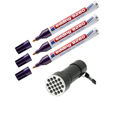 Imagen de edding 8280 marcador UV punta redonda, 3 Stück + 21 LED