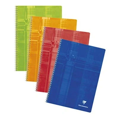 Imagen de Clairefontaine 8143C Un Cahier à Spirale A4 21x29,7 cm 100 Pages Quadrillées 4x8 mm Papier Blanc 90 g Couverture Carte Pelliculée Couleur Aléatoire