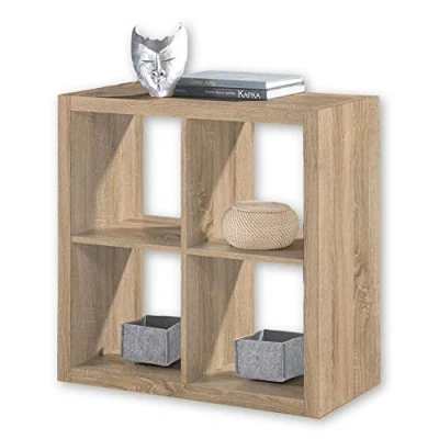 Imagen de Stella Trading STYLEcontemporána estantería cubo con acabado en roble Sonoma, adecuado para cajas plegables, Práctica separadora de espacios compartimentos abiertos, 77 x 38 cm