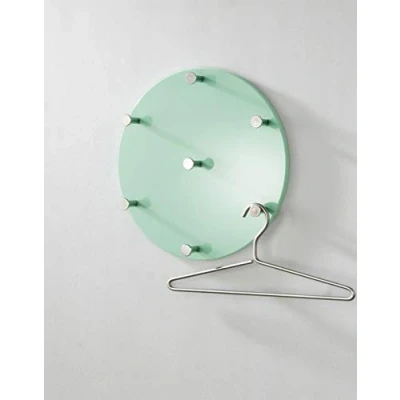 Imagen de HAKU Möbel Perchero de pared, MDF, verde menta y cromo, diámetro 35 x D 5 cm