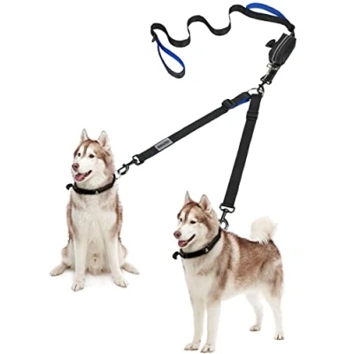 Imagen de Correa Doble para Perro Manos Libres, YOUTHINK 360º Sin Enredos, Mediana y Grande, Cinturón Ajustable, Retráctil Reflectante Entrenar(hasta 180KG)
