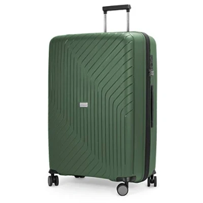 Imagen de Hauptstadtkoffer Serie TXL: carritos, maletas rígidas, equipaje de mano y papelería, ultraligero robusto, verde oscuro, bolsa enrollable para portátil, funda tipo carrito