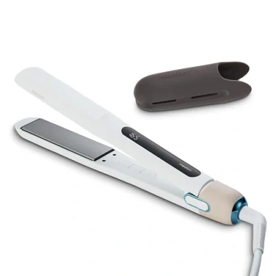Imagen de MEDION HS1 plancha de pelo con pantalla (5 posiciones calor ajustables, placas flexibles cerámica/turmalina sensor temperatura, pelo) blanco