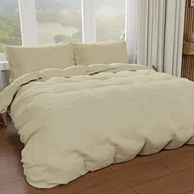 Imagen de PETTI Artigiani Italiani Funda nórdica de Matrimonio, y Fundas Almohada Microfibra, Color Liso Pardo, 100% Fabricado en Italia