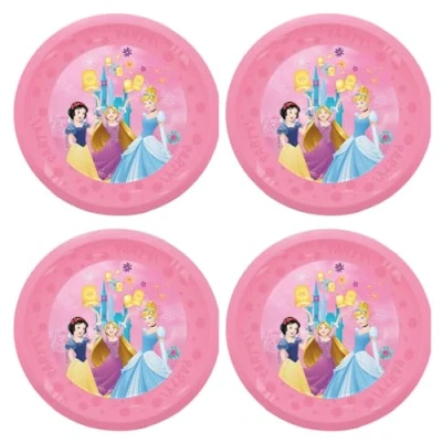 Imagen de Procos Plato princesa Disney, plástico, 4 piezas, reutilizable, vajilla de fiesta para cumpleaños o temática,