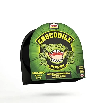 Imagen de Pattex Crocodile Power Cinta, cinta americana fuerte de doble grosor, adhesiva con poder pegado, aislante para múltiples materiales, negro, 1x30ml