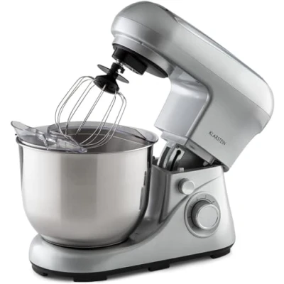 Imagen de Klarstein Batidora Amasadora con Bol 5L para Hornear, Robot Cocina, Reposteria 1300W, Gancho y Mezclar, Electrodomesticos Cocina Varillas Rotación Planetaria 6 Velocidades