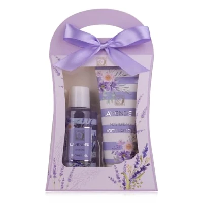 Imagen de Accentra set de ducha para mujer, regalo Lavanda en bonita caja regalo, cuidado 2 piezas con gel y loción corporal, bienestar cumpleaños, San
