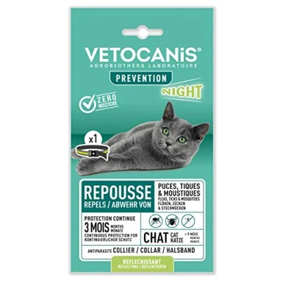 Imagen de Vetocanis Collar Antiparasitario Gatos Protección y Tratamiento Eficaz 3 Meses Para de + 9 Banda Reflectante Formulado bajo Control Veterinario
