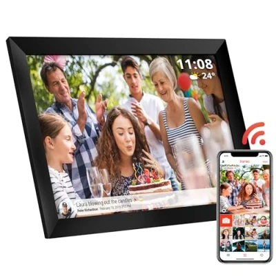 Imagen de Marco de Fotos Digital Atlantis 10 Pulgadas WiFi, Pantalla táctil, comparte Tus y vídeos a través la aplicación, rotación automática, Reloj Tiempo, Memoria 1GB RAM +
