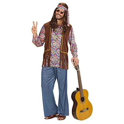 Imagen de W WIDMANN MILANO Party Fashion Traje Psicodélico Hippie Hombre, Flower Power, Reggae, Disfraces de Carnaval