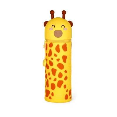 Imagen de Legami Kawaii, Estuche Escolar de Silicona Blanda 2 en 1 Forma Jirafa, Portalápices Mesa, Cremallera, para Lápices Colores Rotuladores, Altura 18.5 cm