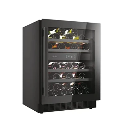 Imagen de Haier Wine Bank 60 Series 6 HAKWBD Vinoteca de integración 44 botellas, 2 Zonas, Estantes madera, Filtro Anti UV, Refrigeración por Compresor, Display Digital, Iluminación LED, 38 dbA Negra