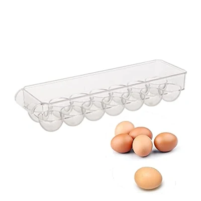 Imagen de Vita Perfetta Caja de huevos para 14 huevos, con soporte plástico, organizador almacenar (37 x 11 cm)