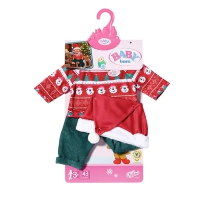 Imagen de BABY born EA X Mas Outfit para muñecas de 43cm Manos pequeñas, promueve la empatía y Las Habilidades sociales Edad: a Partir 3 años Incluye Jersey, Pantalones Gorro, sólido, Color (830291)
