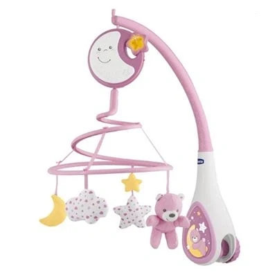 Imagen de Chicco Next2Dreams Carrusel Móvil Bebé con Luces y Música 3 en 1 Compatible la Cuna Next2Me o Minicunas Colecho, Efectos de Sonido, Proyector Luz Nocturna Clásica 0+ Meses, Rosa