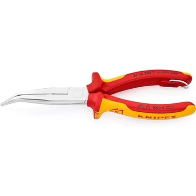 Imagen de Knipex Alicate de montaje (alicate boca cigüeña) cromado, homologado por VDE; integrada para colocar una protección anticaída 200 mm (cartulina autoservicio/blíster) 26 T BK