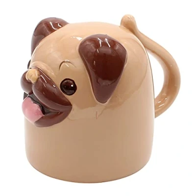 Imagen de Dekohelden24 Taza de café en la cabeza, diseño pug tamaño alto: 12 x 9 cm, capacidad 540 ml