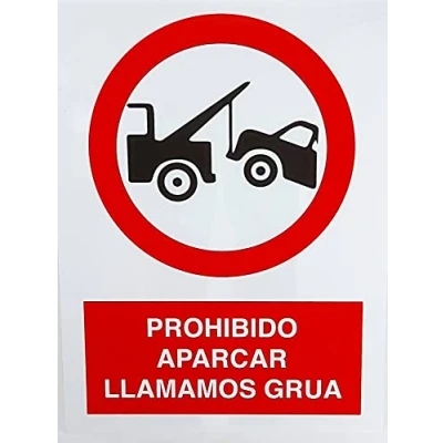 Imagen de FERRETELIX SEÑAL CARTEL PVC 40 CM X 30 PROHIBIDO APARCAR LLAMAMOS GRUA