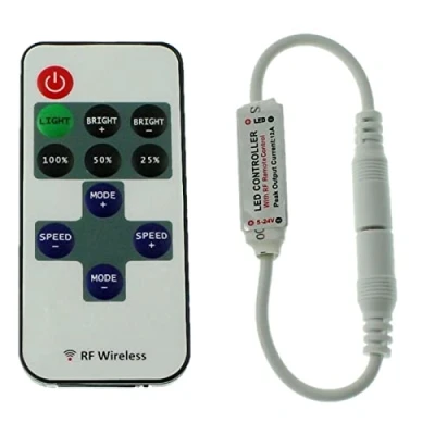 Imagen de Mini LED RF Controlador 10Key Mando a distancia 12...24V 144W para las tiras de un solo color 2 Pin plug + play