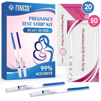 Imagen de 50 Pruebas de Ovulación y 20 Embarazo, Tiras Prueba Ovulación, Ovulacion Sensibles, Fertilidad, Test Fácil Usar Femenina (50LH + 20HCG)