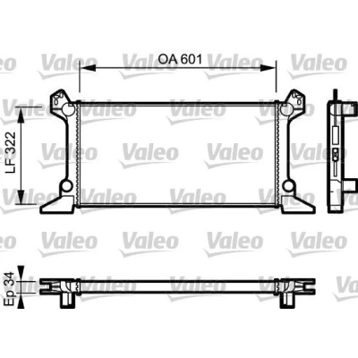 Imagen de VALEO 730124 Radiador, refrigeración del motor Aluminio 322 600 34 sin regulador de refrigerante Aletas unidas mecánicamente