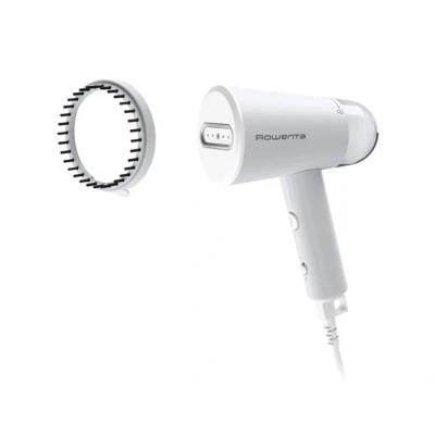 Imagen de Plancha de vapor vertical Rowenta Origin Travel DR1021, Salida 20 g/min, 70ml, Calentamiento 25s, Plegable, Compacto, Desinfectante, Blanco